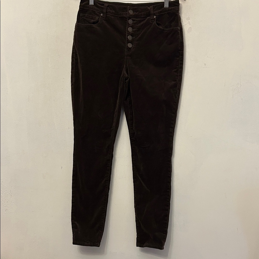 Cabi Dark Brown Button fly skinny corduroy pants Size 10 EUC